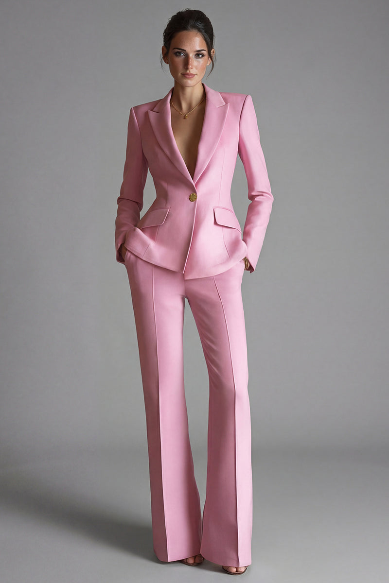 Load image into Gallery viewer, 2 Piece Pink Single Breasted Slim Fit Peak Lapel Prom Suits
