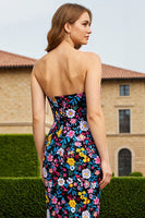 Load image into Gallery viewer, Black Floral Detachable Spaghetti Straps Mermaid Long Prom Dress