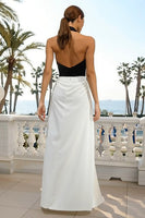 Load image into Gallery viewer, Black and White Halter Neck Long Formal Dress with Slit