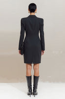 Load image into Gallery viewer, Black Double Breasted Peak Lapel Short Blazer Dress with Sleeves