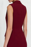 Load image into Gallery viewer, Burgundy Double Breasted Notched Lapel Short Blazer Dress with Ruffles