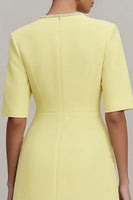 Load image into Gallery viewer, Light Yellow Short Crew Neck Work Dress with Sleeves