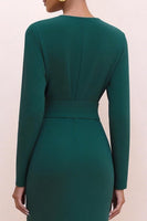 Load image into Gallery viewer, Dark Green Crew Neck Pencil Long Work Dress with Sleeves