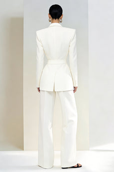 Ivory 2 Piece Peak Lapel Single Breasted Business Suits