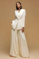 Load image into Gallery viewer, 2 Piece Ivory Peak Lapel Pleated Long Business Suits