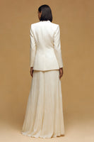 Load image into Gallery viewer, 2 Piece Ivory Peak Lapel Pleated Long Business Suits