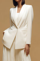 Load image into Gallery viewer, 2 Piece Ivory Peak Lapel Pleated Long Business Suits