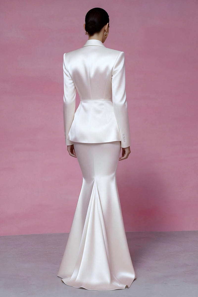 Load image into Gallery viewer, Ivory 2 Piece Peak Lapel Mermaid Long Business Suits
