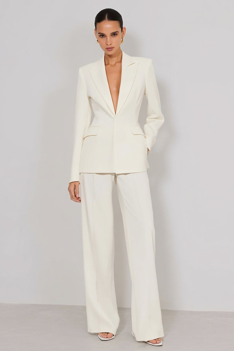Load image into Gallery viewer, 2 Piece Ivory Peak Lapel Long Business Suits with Sleeves