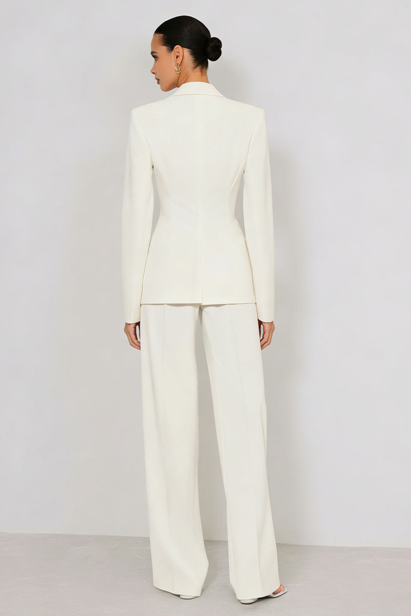 Load image into Gallery viewer, 2 Piece Ivory Peak Lapel Long Business Suits with Sleeves