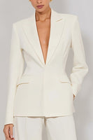 Load image into Gallery viewer, 2 Piece Ivory Peak Lapel Long Business Suits with Sleeves