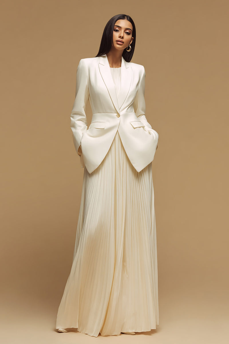 Load image into Gallery viewer, Ivory 2 Piece Single Breasted A Line Long Business Suits