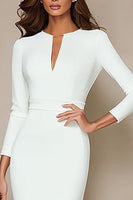 Load image into Gallery viewer, Ivory V Neck Pencil Midi Work Dress with Slit