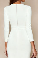 Load image into Gallery viewer, Ivory V Neck Pencil Midi Work Dress with Slit