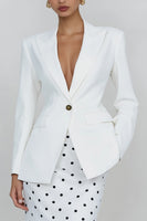 Load image into Gallery viewer, 2 Piece Ivory Polka Dots Peak Lapel Sheath Long Business Suits