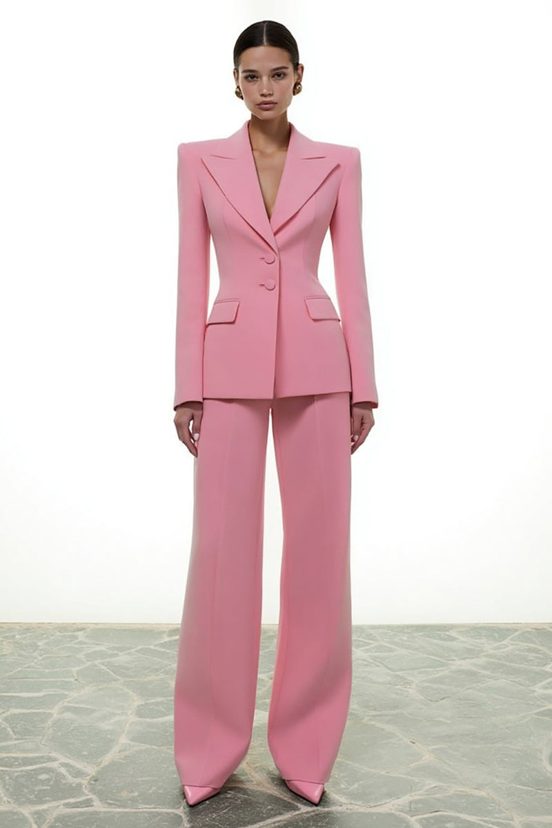 Load image into Gallery viewer, Pink 2 Piece Single Breasted Peak Lapel Business Suits