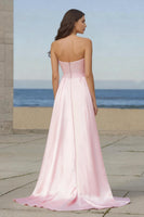 Load image into Gallery viewer, Sparkly Light Pink Sequin Strapless Long Prom Dress with Cape