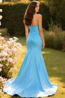 Load image into Gallery viewer, Champagne Sweetheart Mermaid Long Satin Prom Dress