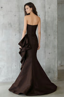 Load image into Gallery viewer, Coffee Strapless Ruffled Mermaid Long Formal Dress