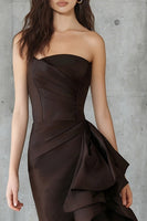 Load image into Gallery viewer, Coffee Strapless Ruffled Mermaid Long Formal Dress