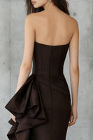 Load image into Gallery viewer, Coffee Strapless Ruffled Mermaid Long Formal Dress