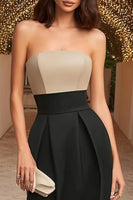 Load image into Gallery viewer, Black Strapless Ruched Sheath Long Formal Dress