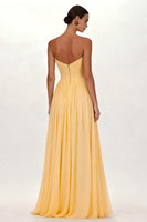 Load image into Gallery viewer, Yellow Chiffon Sweetheart Pleated A Line Long Formal Dress