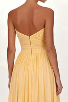 Load image into Gallery viewer, Yellow Chiffon Sweetheart Pleated A Line Long Formal Dress