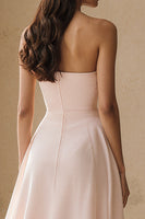 Load image into Gallery viewer, Light Pink Strapless Ruffled A Line Long Formal Dress