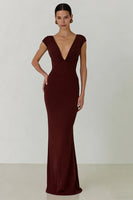 Load image into Gallery viewer, Cabernet V Neck Backless Mermaid Long Formal Dress