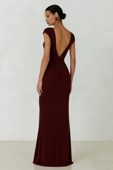 Cabernet V Neck Backless Mermaid Long Formal Dress