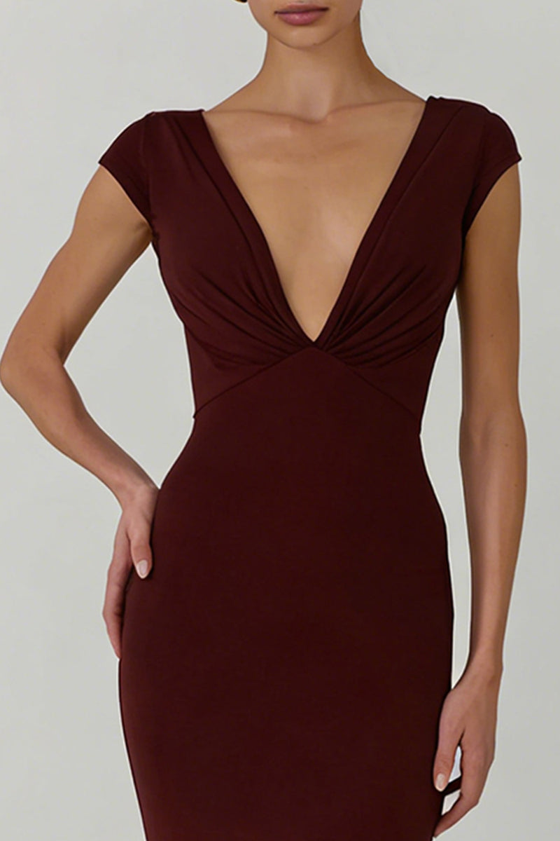 Load image into Gallery viewer, Cabernet V Neck Backless Mermaid Long Formal Dress