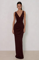 Load image into Gallery viewer, Cabernet Backless V Neck Mermaid Long Formal Dress