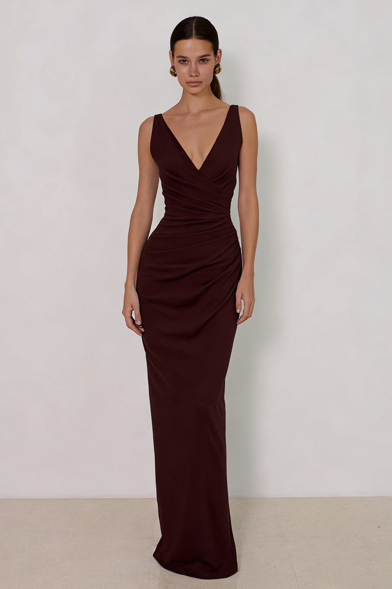Load image into Gallery viewer, Cabernet Backless V Neck Mermaid Long Formal Dress