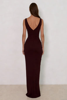 Cabernet Backless V Neck Mermaid Long Formal Dress