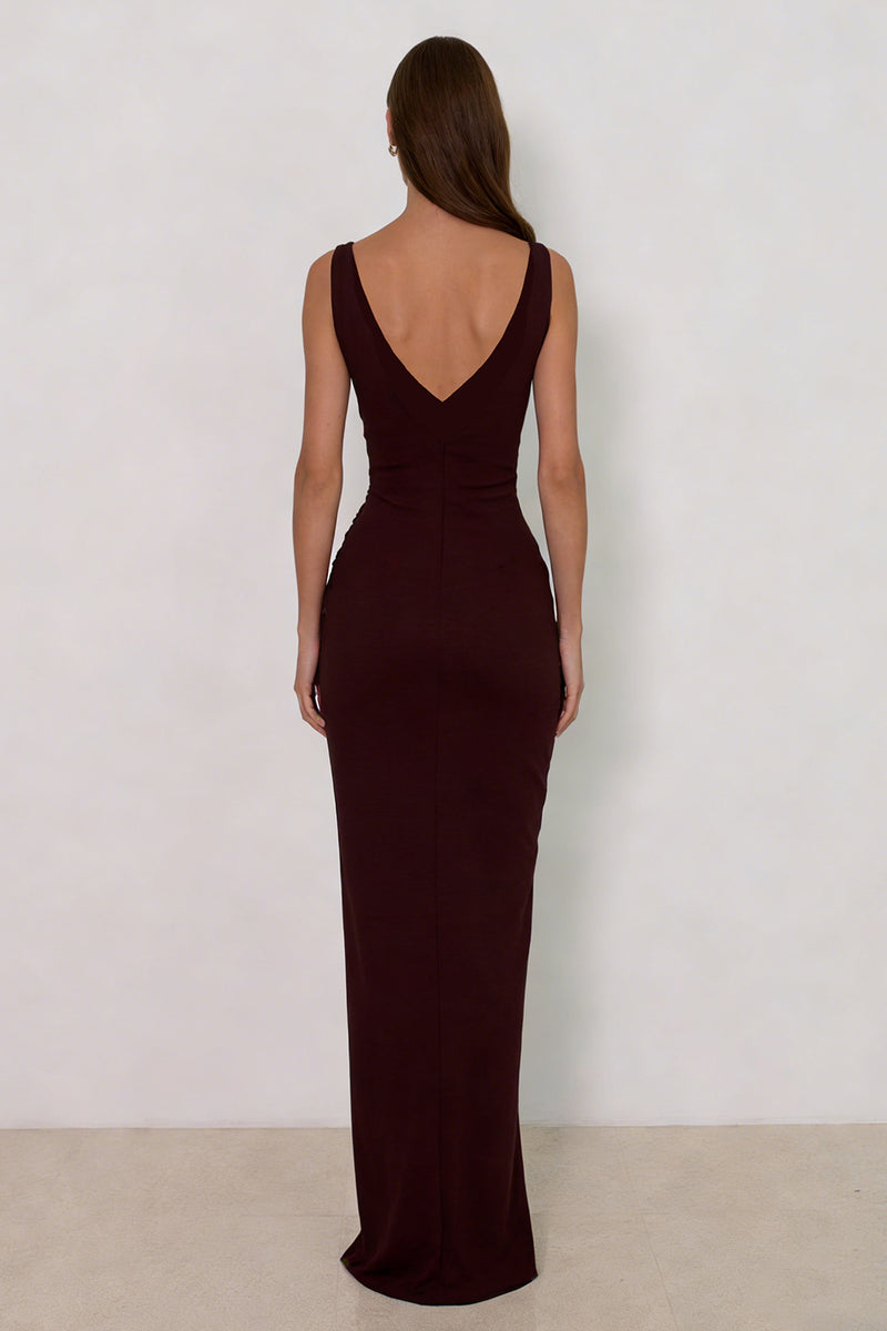 Load image into Gallery viewer, Cabernet Backless V Neck Mermaid Long Formal Dress