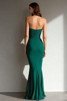 Load image into Gallery viewer, Dark Green Sweetheart Mermaid Long Formal Dress with Ruffles