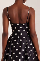 Load image into Gallery viewer, Black and White Polka Dots Spaghetti Straps A Line Long Formal Dress