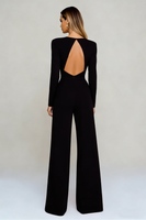 Load image into Gallery viewer, Black Round Neck Long Formal Jumpsuits with Sleeves