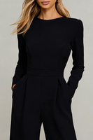 Load image into Gallery viewer, Black Round Neck Long Formal Jumpsuits with Sleeves