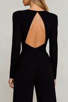 Load image into Gallery viewer, Black Round Neck Long Formal Jumpsuits with Sleeves