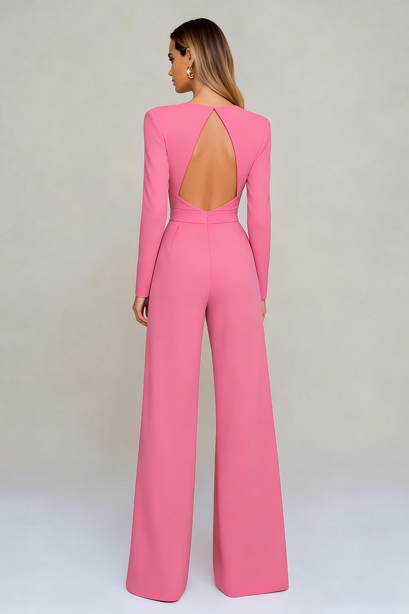 Load image into Gallery viewer, Black Round Neck Long Formal Jumpsuits with Sleeves