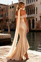 Load image into Gallery viewer, Sparkly Champagne Mermaid Sweetheart Long Prom Dress