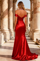 Load image into Gallery viewer, Red Mermaid Halter Neck Beaded Long Prom Dress with Slit
