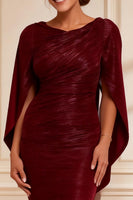 Load image into Gallery viewer, Burgundy Boat Neck Mermaid Long Mother of the Bride Dress with Slit