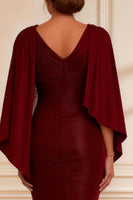 Load image into Gallery viewer, Burgundy Boat Neck Mermaid Long Mother of the Bride Dress with Slit