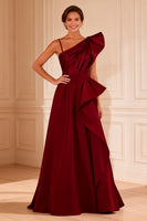 Load image into Gallery viewer, Burgundy Ruffled A Line Long Mother of the Bride Dress