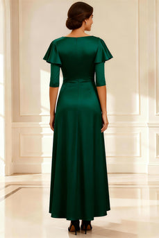 Sparkly Dark Green V Neck A Line Long Mother of the Bride Dress