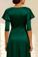 Load image into Gallery viewer, Sparkly Dark Green V Neck A Line Long Mother of the Bride Dress