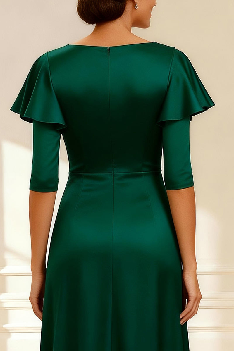 Load image into Gallery viewer, Sparkly Dark Green V Neck A Line Long Mother of the Bride Dress